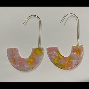 Pink and yellow resin earrings